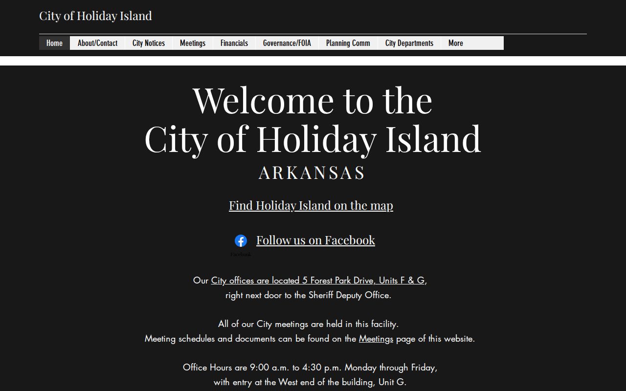 Holiday Island court docket routing boundary shown by the official City Hall page